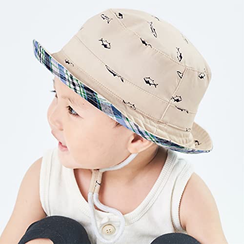Durio Baby Sun Hat Summer Beach UPF 50+ Sun Protection Baby Boy Hats Double Sides Toddler Sun Hats Cap for Baby Girl Kid Bucket Hat Beige 19.7"(50cm)/12-24 Months from 