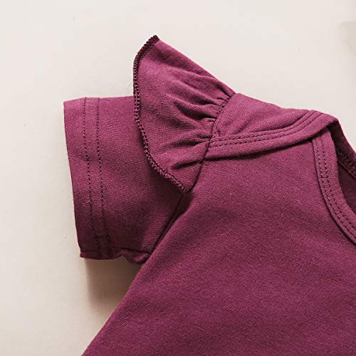 Renotemy Newborn Girl Clothes Outfits Ruffle Short Sleeve Tops + Floral Pants Sets Spring Fall Summer Baby Girl Clothes 3-6 Months Red by 