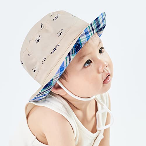 Durio Baby Sun Hat Summer Beach UPF 50+ Sun Protection Baby Boy Hats Double Sides Toddler Sun Hats Cap for Baby Girl Kid Bucket Hat Beige 19.7"(50cm)/12-24 Months from 