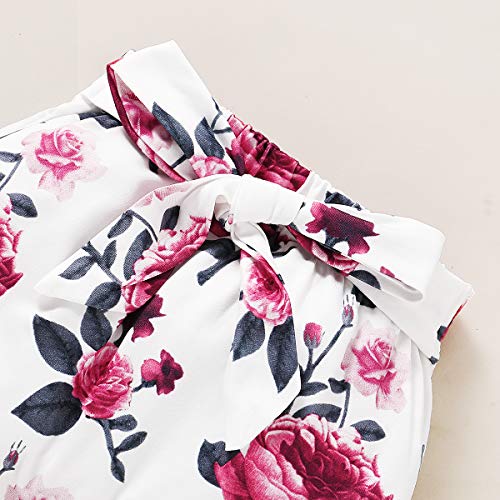 Renotemy Newborn Girl Clothes Outfits Ruffle Short Sleeve Tops + Floral Pants Sets Spring Fall Summer Baby Girl Clothes 3-6 Months Red by 