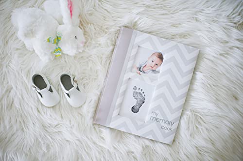 Pearhead First 5 Years Chevron Baby Memory Book with Clean-Touch Baby Safe Ink Pad to Make Babyâs Hand or Footprint Included, Gray Chevron from Pearhead