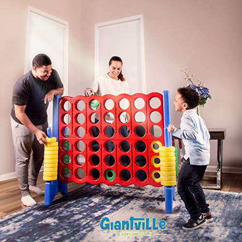 Giant 4 in a Row Connect Game - Storage Carry Bag Included - 4 Feet Wide by 3.5 Feet Tall - Oversized Floor Activity for Kids and Adults â Jumbo Sized for Outdoor and Indoor Play - Durable Waterproof by Giantville