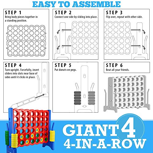 Giant 4 in a Row Connect Game - Storage Carry Bag Included - 4 Feet Wide by 3.5 Feet Tall - Oversized Floor Activity for Kids and Adults â Jumbo Sized for Outdoor and Indoor Play - Durable Waterproof by Giantville