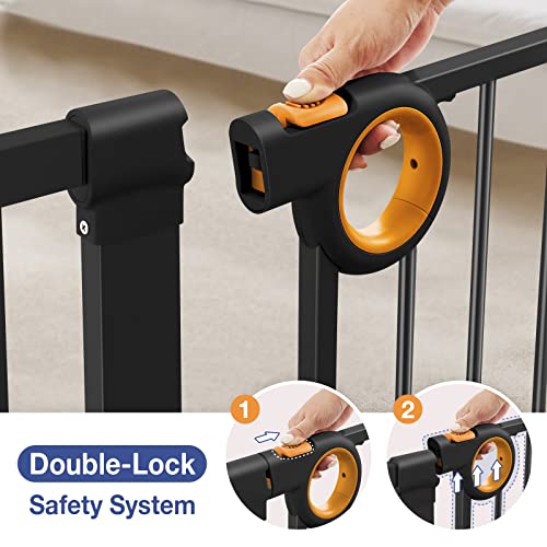 RONBEI 29.93-51.5 inches Baby Gate with Door, Easy Install Heavy Duty Metal Child Gate Fits for Narrow Wide Tall Doorways Stairways, Auto-Close Safety Gate for Child and Pets, Black by RONBEI