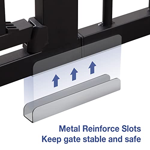 RONBEI 29.93-51.5 inches Baby Gate with Door, Easy Install Heavy Duty Metal Child Gate Fits for Narrow Wide Tall Doorways Stairways, Auto-Close Safety Gate for Child and Pets, Black by RONBEI