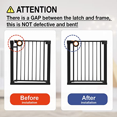 RONBEI 29.93-51.5 inches Baby Gate with Door, Easy Install Heavy Duty Metal Child Gate Fits for Narrow Wide Tall Doorways Stairways, Auto-Close Safety Gate for Child and Pets, Black by RONBEI