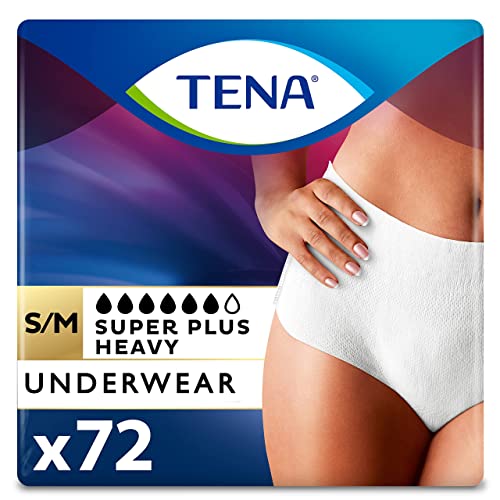 Tena Stylish Incontinence/Bladder Control Underwear for Women, Super Plus Heavy Absorbency, Small/Medium, 72 ct from TENA