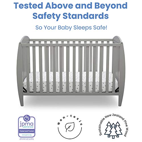 Delta Children Twinkle 4-in-1 Convertible Baby Crib, Easy to Assemble, Sustainable New Zealand Wood, Grey by Delta Enterprise Corp - PLA