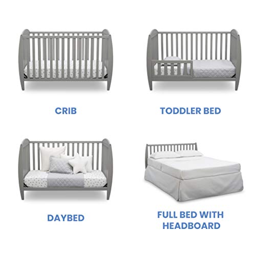 Delta Children Twinkle 4-in-1 Convertible Baby Crib, Easy to Assemble, Sustainable New Zealand Wood, Grey by Delta Enterprise Corp - PLA