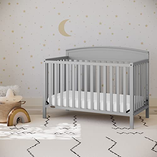 Graco Benton 4-in-1 Convertible Crib (Pebble Gray) Solid Pine and Wood Product Construction, Converts to Toddler Bed, Day Bed, and Full Size Bed (Mattress Not Included) from Storkcraft
