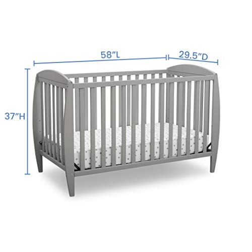 Delta Children Twinkle 4-in-1 Convertible Baby Crib, Easy to Assemble, Sustainable New Zealand Wood, Grey by Delta Enterprise Corp - PLA