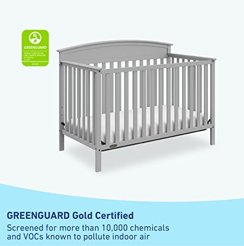 Graco Benton 4-in-1 Convertible Crib (Pebble Gray) Solid Pine and Wood Product Construction, Converts to Toddler Bed, Day Bed, and Full Size Bed (Mattress Not Included) from Storkcraft