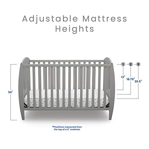 Delta Children Twinkle 4-in-1 Convertible Baby Crib, Easy to Assemble, Sustainable New Zealand Wood, Grey by Delta Enterprise Corp - PLA