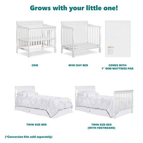 Dream On Me Aden 4-in-1 Convertible Mini Crib in White, Greenguard Gold Certified from Dream on Me