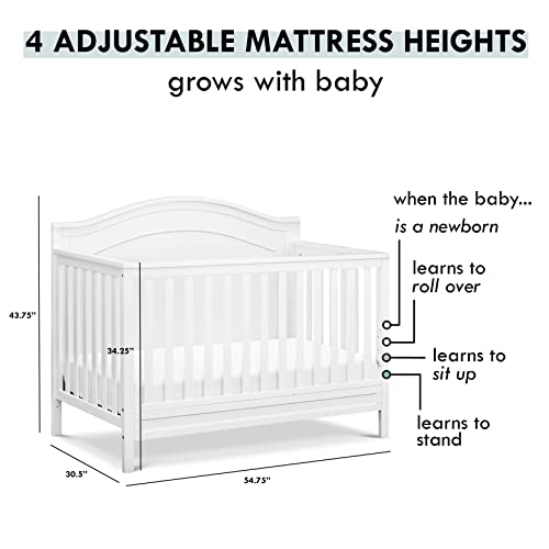 DaVinci Charlie 4-in-1 Convertible Crib in White, Greenguard Gold Certified by DaVinci - DROPSHIP