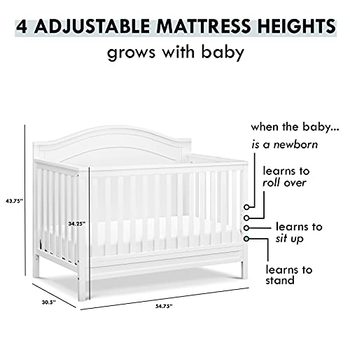 DaVinci Charlie 4-in-1 Convertible Crib in White, Greenguard Gold Certified by DaVinci - DROPSHIP