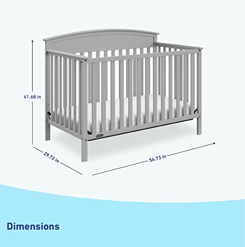 Graco Benton 4-in-1 Convertible Crib (Pebble Gray) Solid Pine and Wood Product Construction, Converts to Toddler Bed, Day Bed, and Full Size Bed (Mattress Not Included) from Storkcraft