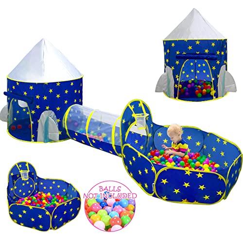 PigPigPen 3pc Kids Play Tent for Boys with Ball Pit, Crawl Tunnel, Princess Tents for Toddlers, Baby Space World Playhouse Toys, Boys Indoor& Outdoor Play House, Perfect Kidâs Gifts from Dongguan Sainuo Outdoor Gear Co., Ltd