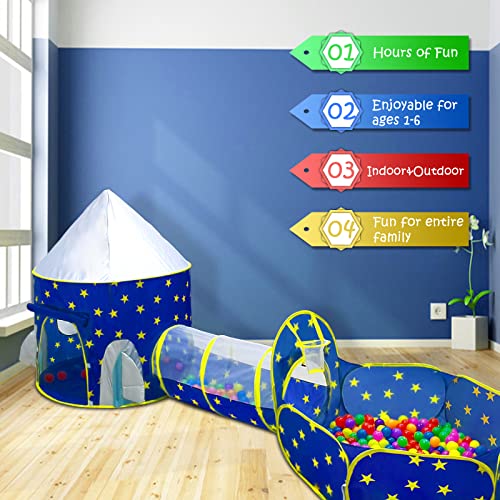 PigPigPen 3pc Kids Play Tent for Boys with Ball Pit, Crawl Tunnel, Princess Tents for Toddlers, Baby Space World Playhouse Toys, Boys Indoor& Outdoor Play House, Perfect Kidâs Gifts from Dongguan Sainuo Outdoor Gear Co., Ltd