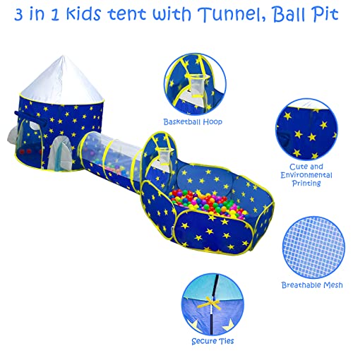 PigPigPen 3pc Kids Play Tent for Boys with Ball Pit, Crawl Tunnel, Princess Tents for Toddlers, Baby Space World Playhouse Toys, Boys Indoor& Outdoor Play House, Perfect Kidâs Gifts from Dongguan Sainuo Outdoor Gear Co., Ltd