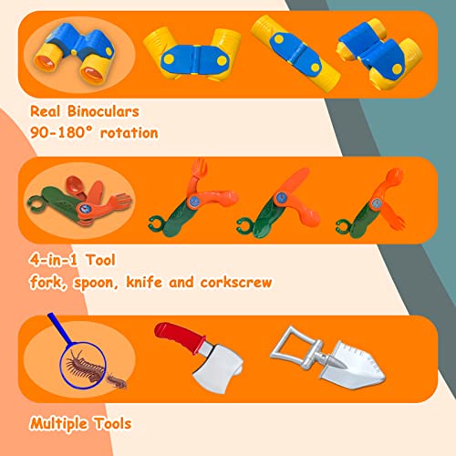 MITCIEN Kids Camping Set with Campfire, Play Tent , Binoculars, Oil Lantern, Toddlers Pretend Cutting Fruits, Marshmallow, Camping Toys Play Set for Boys Girls 3-5 Year Old and Up Indoor Outdoor Toys by MIXUN