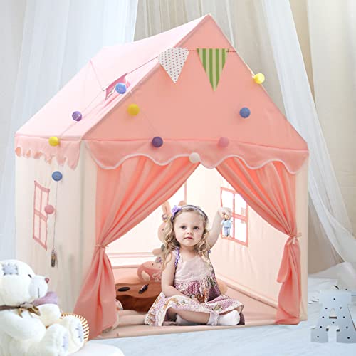 Kids Play Tents, Extra Large Playhouse for Girls, WOOD CITY Princess Castle Children Fairy Play Castle Tents Toys Gifts Indoor & Outdoor.(with Lights and Flags from WOOD CITY