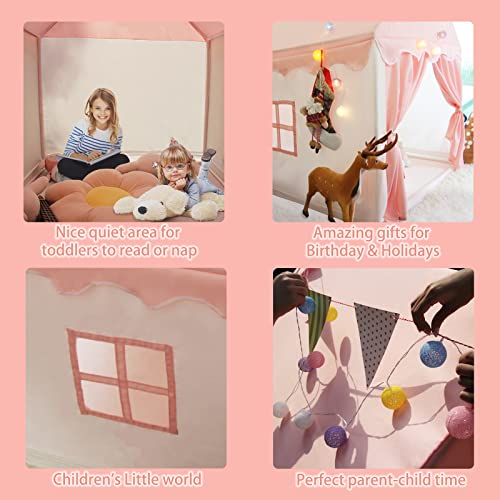 Kids Play Tents, Extra Large Playhouse for Girls, WOOD CITY Princess Castle Children Fairy Play Castle Tents Toys Gifts Indoor & Outdoor.(with Lights and Flags from WOOD CITY