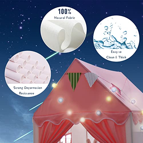Kids Play Tents, Extra Large Playhouse for Girls, WOOD CITY Princess Castle Children Fairy Play Castle Tents Toys Gifts Indoor & Outdoor.(with Lights and Flags from WOOD CITY