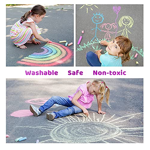 JOYIN 144 PCS Washable Sidewalk Chalks Set in 18 Colors, Non-Toxic Jumbo Chalk for Outdoor Art Play, Painting on School Classroom Chalkboard, Blackboard, Playground, Gift for Birthday Party from JOYIN