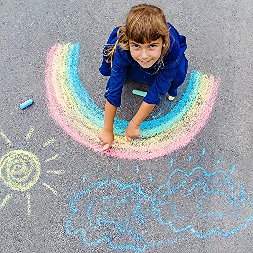 JOYIN 144 PCS Washable Sidewalk Chalks Set in 18 Colors, Non-Toxic Jumbo Chalk for Outdoor Art Play, Painting on School Classroom Chalkboard, Blackboard, Playground, Gift for Birthday Party from JOYIN