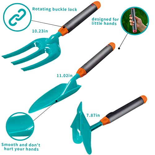 Qtioucp 16Pcs Kids Gardening Tools Outdoor Toys Set Backyard Play with Wheelbarrow, Apron, Watering Can and More Educational STEM Learning Pretend Toys Outdoor Indoor for Toddlers Kids Boys Girls from Qtioucp