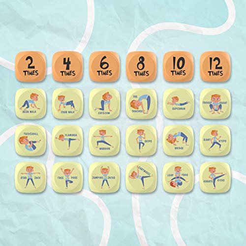 Skywin Kids Yoga Dice - Fun Exercise Dice for Kids Solo or Group Classes, 6-Sided Foam Workout Dice for Home, Classroom and Physical Education Learning by Skywin