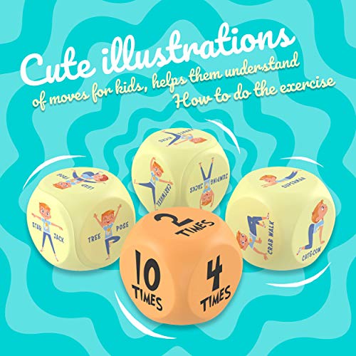 Skywin Kids Yoga Dice - Fun Exercise Dice for Kids Solo or Group Classes, 6-Sided Foam Workout Dice for Home, Classroom and Physical Education Learning by Skywin