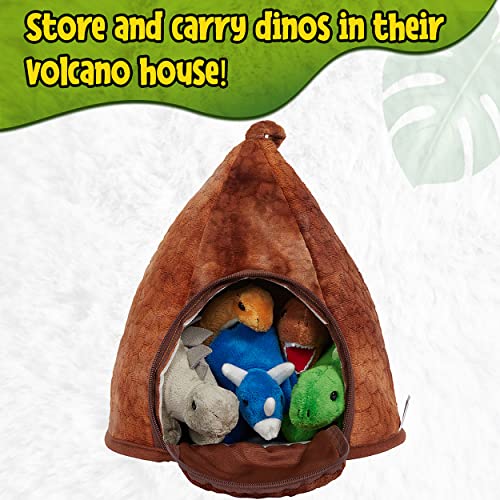 Prextex Dinosaur Volcano House with 5 Plush Dinosaurs Great for Kids Plush Toys for Toddlers by Prextex