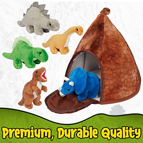 Prextex Dinosaur Volcano House with 5 Plush Dinosaurs Great for Kids Plush Toys for Toddlers by Prextex