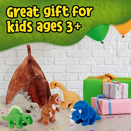 Prextex Dinosaur Volcano House with 5 Plush Dinosaurs Great for Kids Plush Toys for Toddlers by Prextex