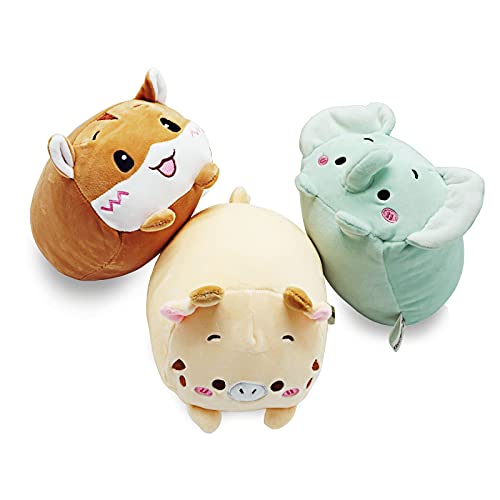 Onsoyours Plush Toys Set, 3Pcs Stuffed Animals with Elephant, Deer and Hamster, Creative Decoration Cuddly Plush Pillows 9" for Kids Girls Boys (Elephant/Deer/Hamster) by Onsoyours