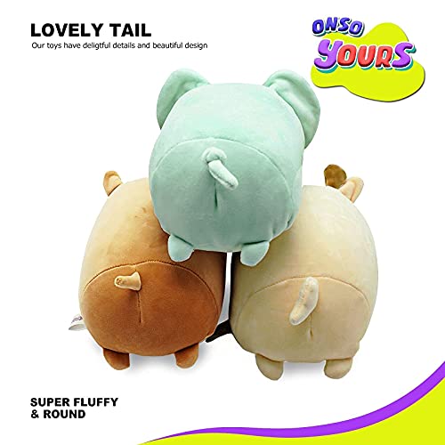 Onsoyours Plush Toys Set, 3Pcs Stuffed Animals with Elephant, Deer and Hamster, Creative Decoration Cuddly Plush Pillows 9" for Kids Girls Boys (Elephant/Deer/Hamster) by Onsoyours