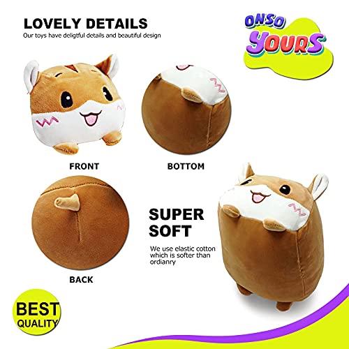 Onsoyours Plush Toys Set, 3Pcs Stuffed Animals with Elephant, Deer and Hamster, Creative Decoration Cuddly Plush Pillows 9" for Kids Girls Boys (Elephant/Deer/Hamster) by Onsoyours