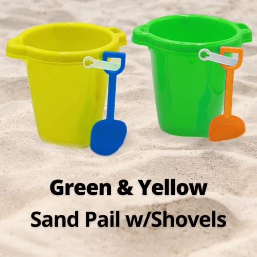 4E's Novelty 7.5" Beach Buckets and Shovels Set for Kids - Strong Large Sand Bucket for Toddler Beach Toys for Kids 3-10, Sand Toys for Kids 6-10 by 4E's Novelty