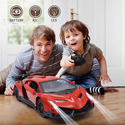 QUN FENG Remote Control RC CAR Racing Cars Compatible with Lamborghini Veneno Officially Licensed 1:24 Toy RC Cars Model Vehicle for Boys 6,7,8 Years Old,red by JINGWEI