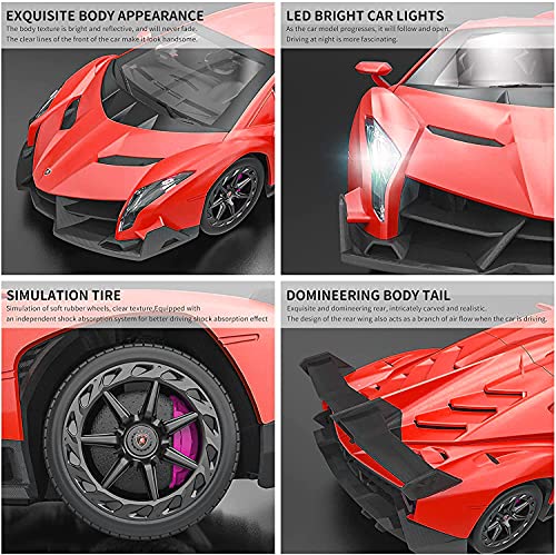 QUN FENG Remote Control RC CAR Racing Cars Compatible with Lamborghini Veneno Officially Licensed 1:24 Toy RC Cars Model Vehicle for Boys 6,7,8 Years Old,red by JINGWEI