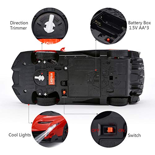 QUN FENG Remote Control RC CAR Racing Cars Compatible with Lamborghini Veneno Officially Licensed 1:24 Toy RC Cars Model Vehicle for Boys 6,7,8 Years Old,red by JINGWEI