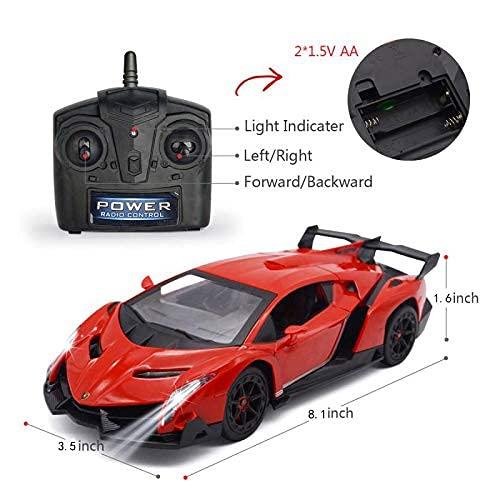 QUN FENG Remote Control RC CAR Racing Cars Compatible with Lamborghini Veneno Officially Licensed 1:24 Toy RC Cars Model Vehicle for Boys 6,7,8 Years Old,red by JINGWEI