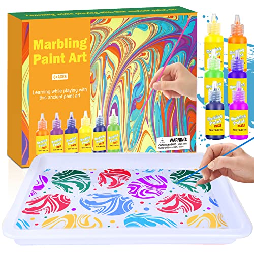Marbling Paint Kit for Kids Water Art Paint Set Arts and Crafts for Girls & Boys Age 4-12 Gift for Easter Christmas Thanksgiving Kids Activities for Age 4 5 6 7 8 9 10 by KidSquare