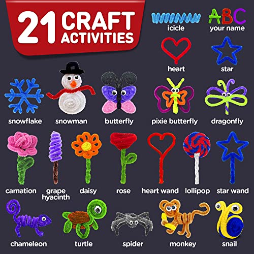 Arts and Crafts Kit for Kids Ages 4-8 - Create 21 Animal and Flower Figures, Gift Set for Boys/Girls by Learn & Climb