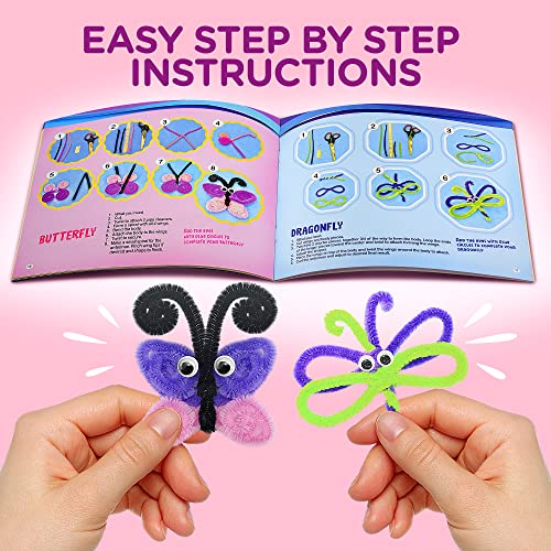 Arts and Crafts Kit for Kids Ages 4-8 - Create 21 Animal and Flower Figures, Gift Set for Boys/Girls by Learn & Climb