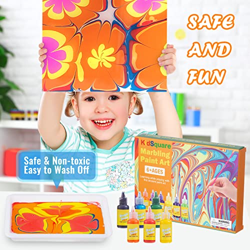 Marbling Paint Kit for Kids Water Art Paint Set Arts and Crafts for Girls & Boys Age 4-12 Gift for Easter Christmas Thanksgiving Kids Activities for Age 4 5 6 7 8 9 10 by KidSquare
