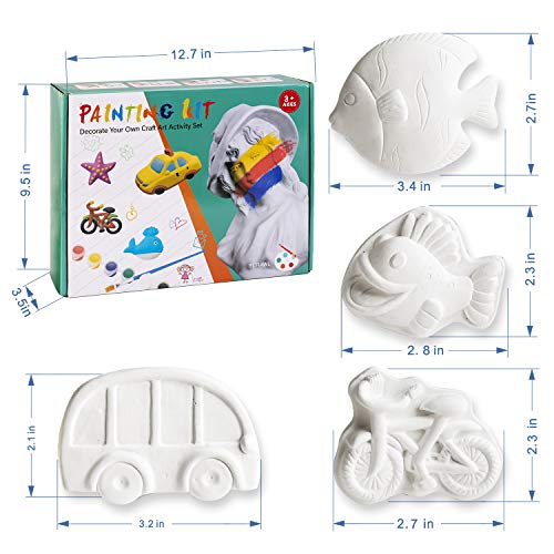 KODATEK 65 Pieces Kids Arts and Crafts Painting Kit, Paint Your Own Figurines, STEAM Projects Creative Activity DIY Toys, Ceramics Plaster Painting Set Gift Toys for 3 4 5 6 7 8+ Year Old Boys & Girls from KODATEK