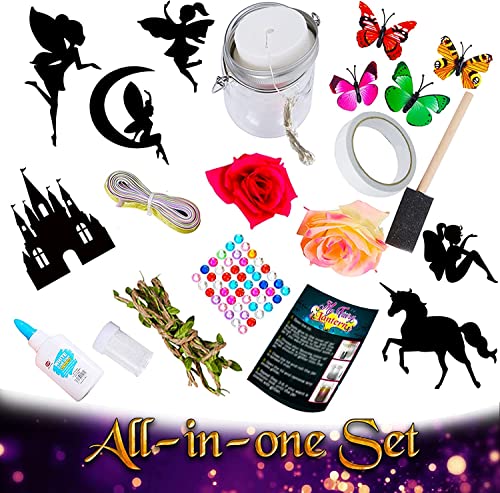 Funzbo Arts and Crafts for Girls - Christmas Craft Kits Gifts for Kids Toys DIY Art Fairy Unicorn Lantern Jar Supplies Kit Party Birthday Gift Ideas for Girl Age 6 7 8 9 10 11 12 Year Old Night Light from FunzBo